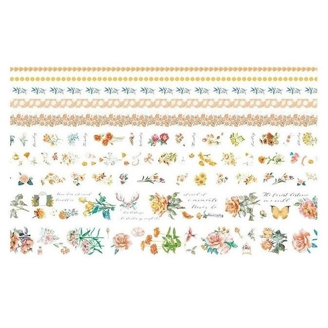 Set of Washi Tape with Colorful Flowers