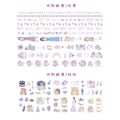 Set of 10 Washi Rolls + 10 Stickers for Notebook Decoration