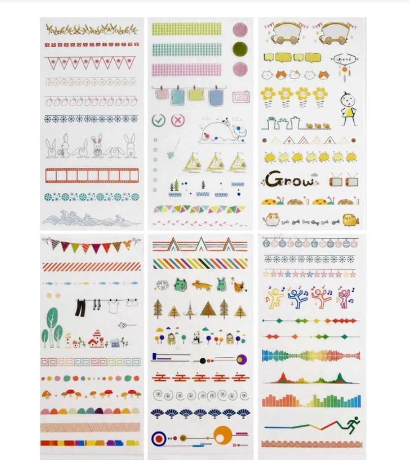 Set of 6 Washi Sticker Sheets