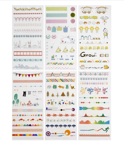 Set of 6 Washi Sticker Sheets