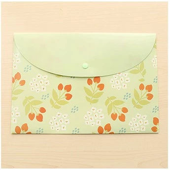 A4 Durable Folder Snap Floral File Bag Paper Document