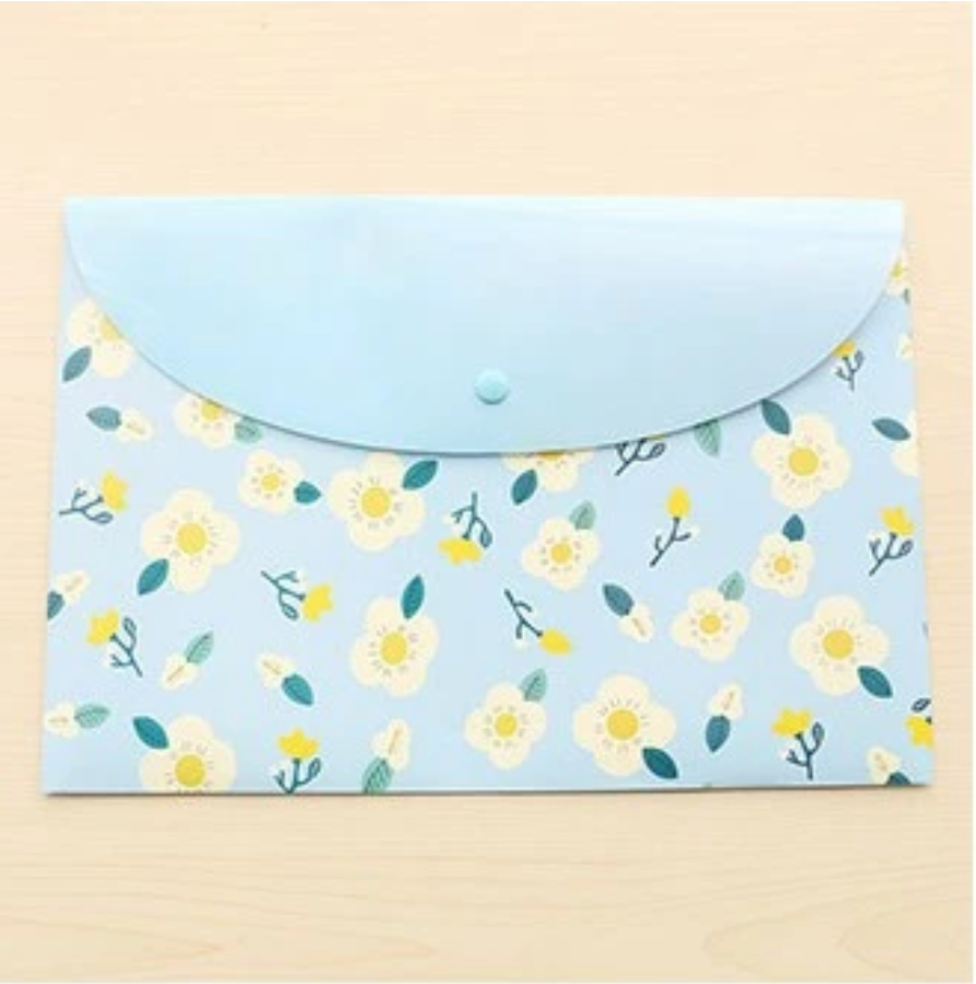 A4 Durable Folder Snap Floral File Bag Paper Document