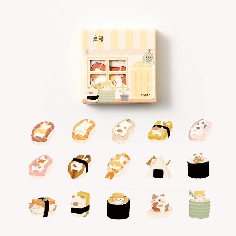 Box of 45 Unique Cute Stickers, House-shaped Box Design