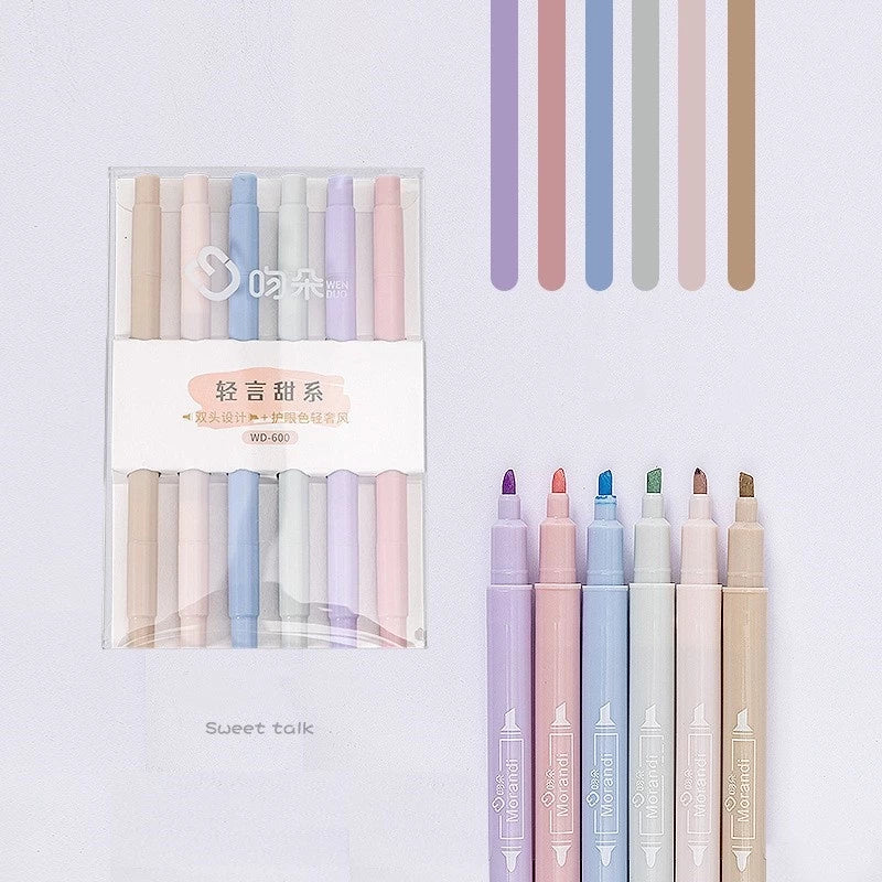 6 Cute and Lovely Pastel Colors Highlighter Pen Set