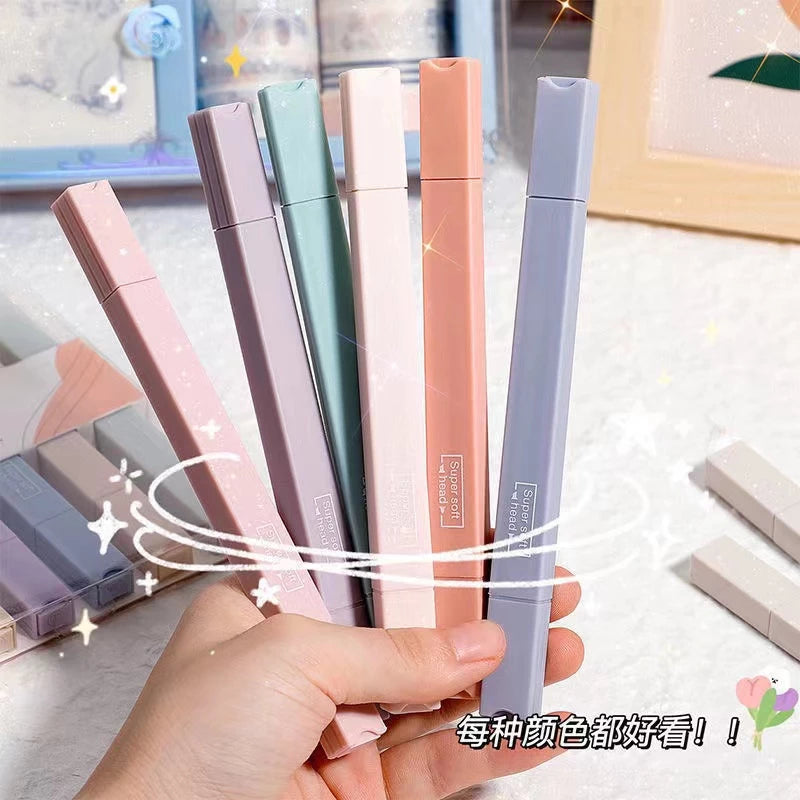 6 Cute and Lovely Pastel Colors Highlighter Pen Set