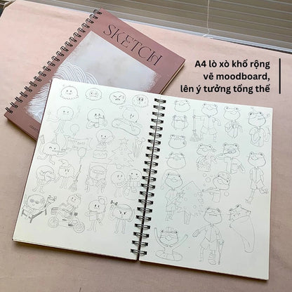 A4 Sketchbook Spring-loaded Sketchbook 190gsm - Pencil Sketchbook