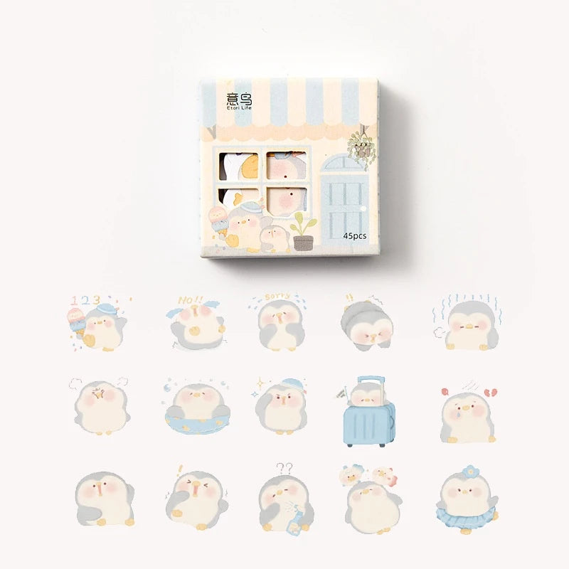 Box of 45 Unique Cute Stickers, House-shaped Box Design