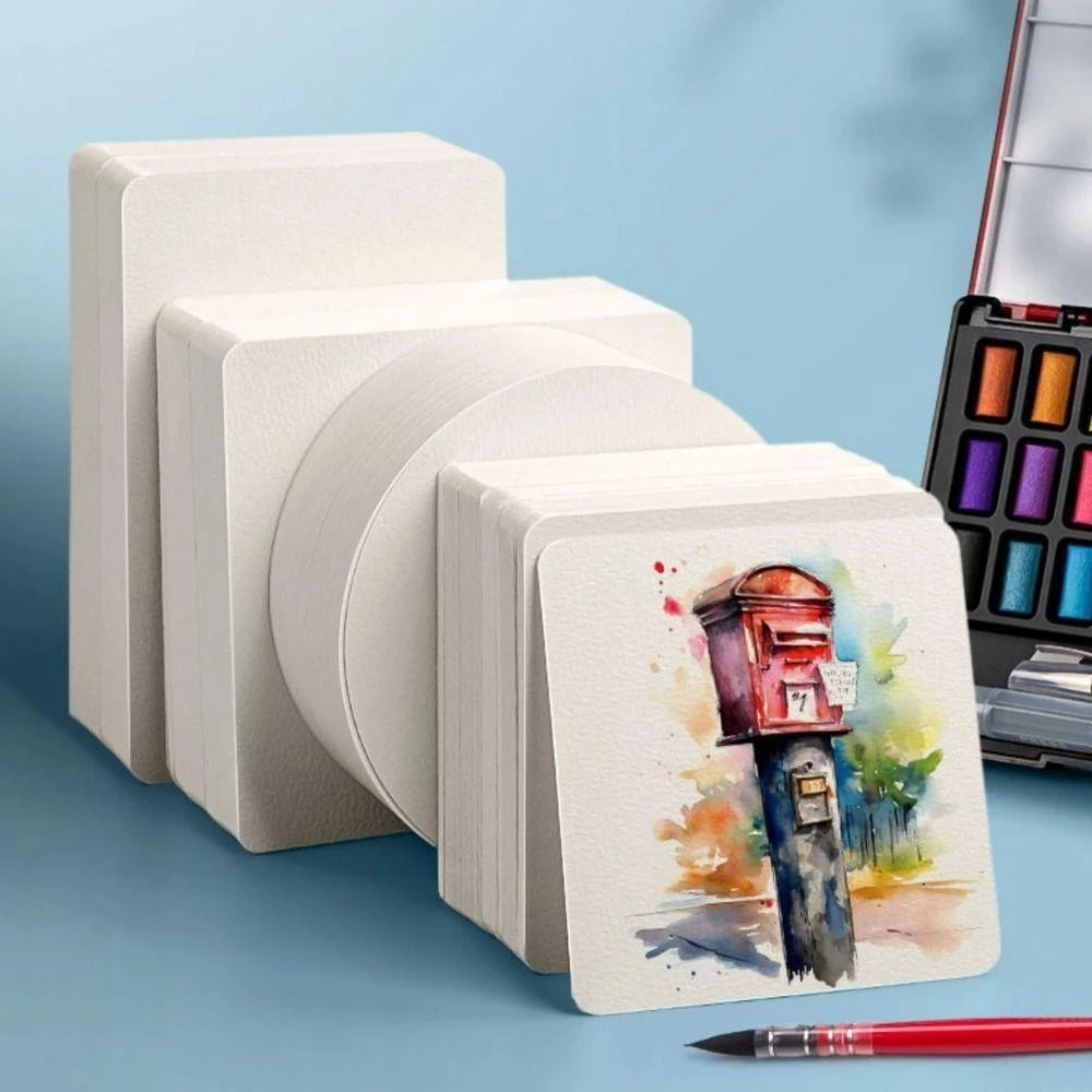 09 - 20 Sheets/ set Watercolor Paper, Square/Round/Rectangle Blank Art Painting Special Paper