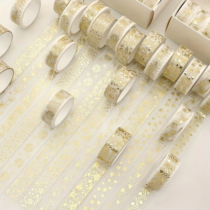 12 Rolls of Gold Foil Washi Paper Decorative Tape