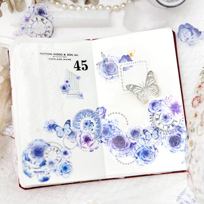 3m/ Roll PET Blue Rose Hand Painted Theme Washi Tape
