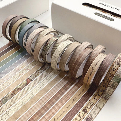 20 Rolls/ Box Vintage Smooth Tape and Vintage Paper Tape Ledger Tape Creative DIY Decoration