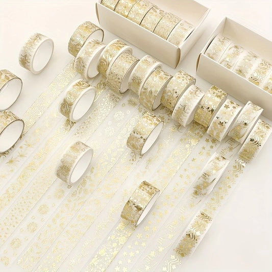 12 Rolls of Gold Foil Washi Paper Decorative Tape