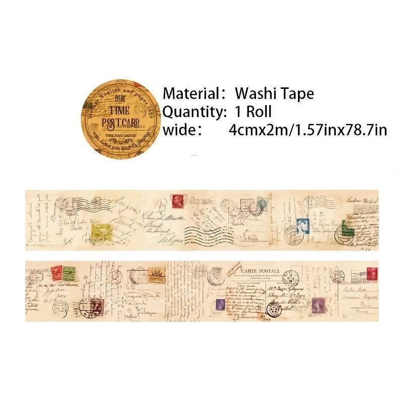 200cm Time Past Series Vintage Plant Flower Butterfly Label Washi Tape