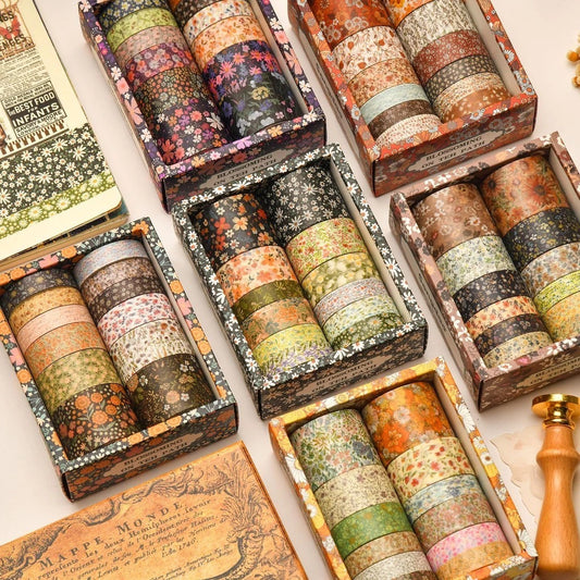 12 Rolls Exotic Flowers DIY Retro Washi Tape Scrapbooking Tape For DIY