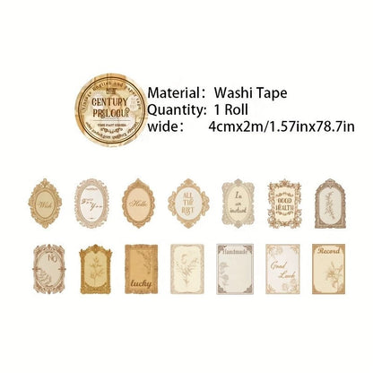 200cm Time Past Series Vintage Plant Flower Butterfly Label Washi Tape