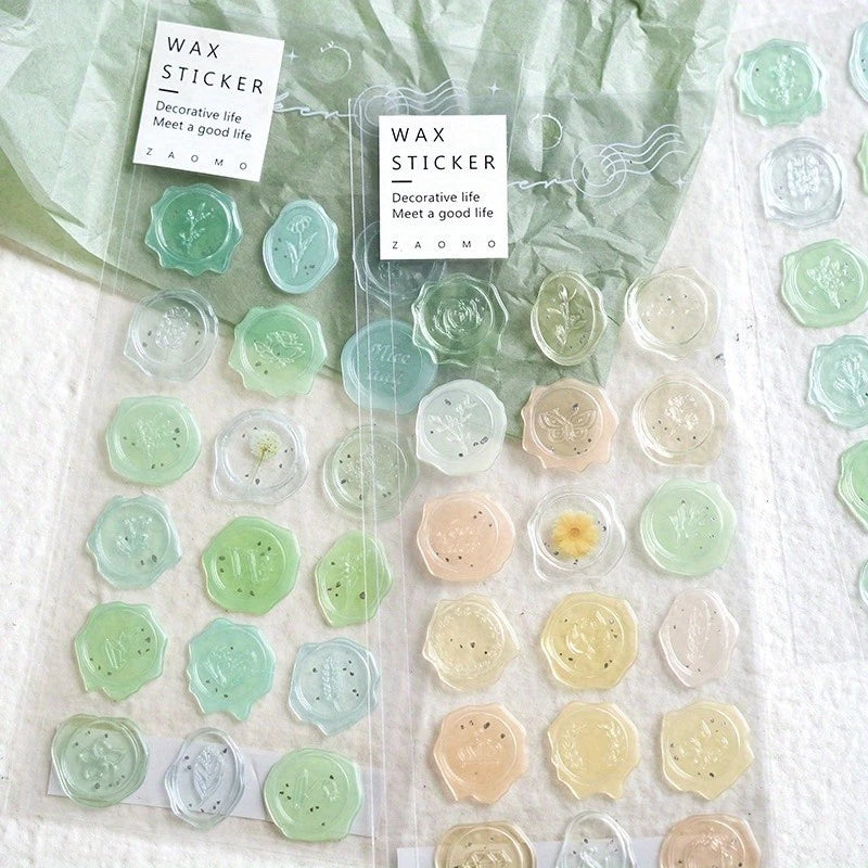 Wax Stamps Inspired Clear Stickers for Envelopes and Journals - 18 pcs/ pack