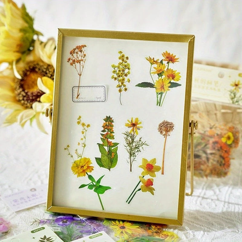 Romantic Flowers And Trees DIY Sticker Set Early Morning PET Stickers - 40pcs