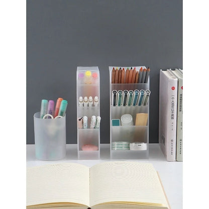 Transparent Matte Pen Holder Multifunctional Stationery Storage Box
