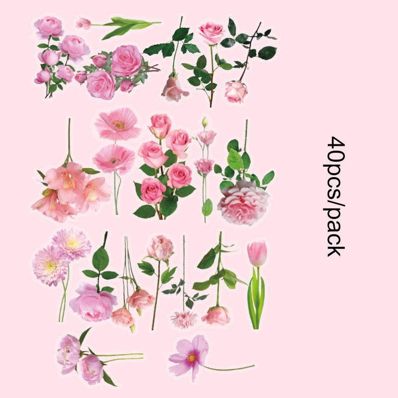 Romantic Flowers And Trees DIY Sticker Set Early Morning PET Stickers - 40pcs