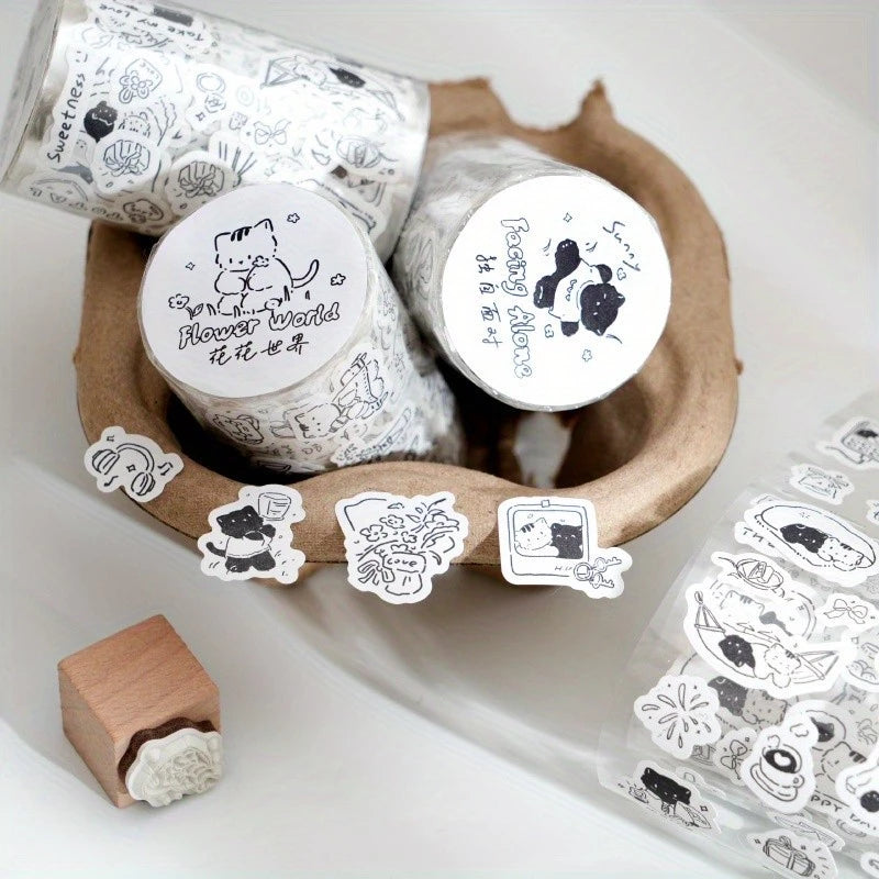 1 Roll Minimalist and Adorable Cat Decorative Tape