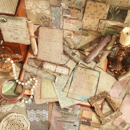 50 Pages Scrapbook Material Decorative Paper, Vintage Pattern Vintage Crafts