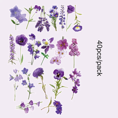 Romantic Flowers And Trees DIY Sticker Set Early Morning PET Stickers - 40pcs
