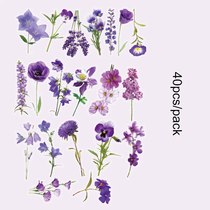 Romantic Flowers And Trees DIY Sticker Set Early Morning PET Stickers - 40pcs