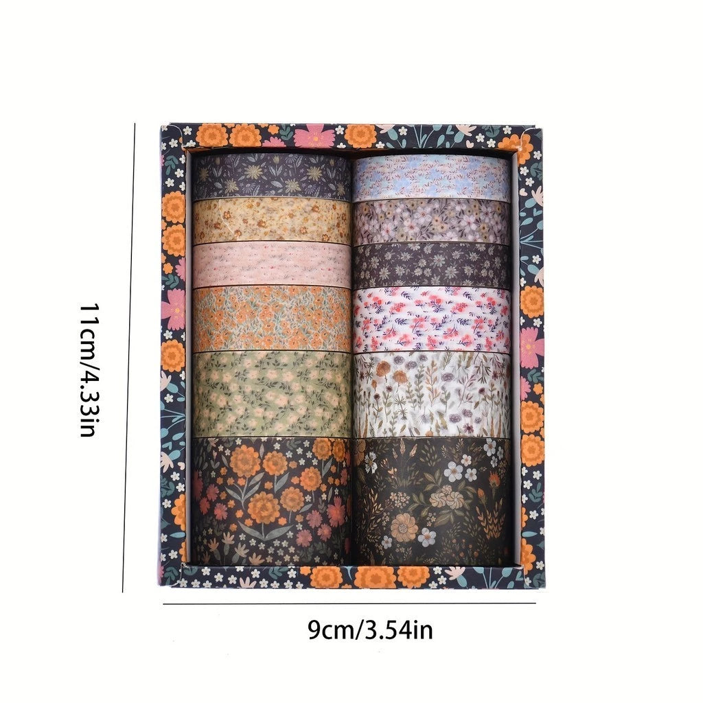 12 Rolls Exotic Flowers DIY Retro Washi Tape Scrapbooking Tape For DIY