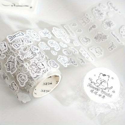 1 Roll Minimalist and Adorable Cat Decorative Tape