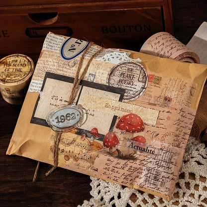 200cm Time Past Series Vintage Plant Flower Butterfly Label Washi Tape