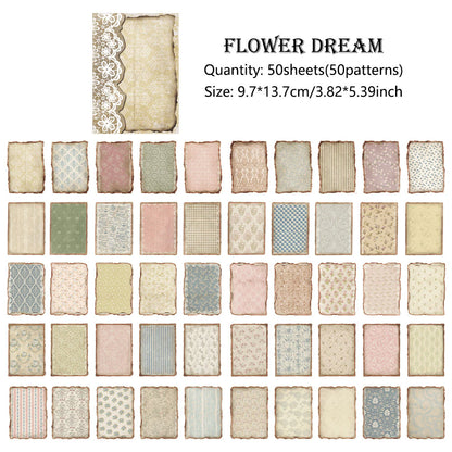50 Pages Scrapbook Material Decorative Paper, Vintage Pattern Vintage Crafts