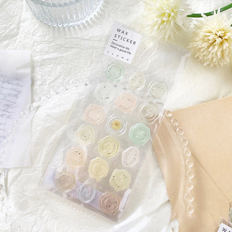 Wax Stamps Inspired Clear Stickers for Envelopes and Journals - 18 pcs/ pack