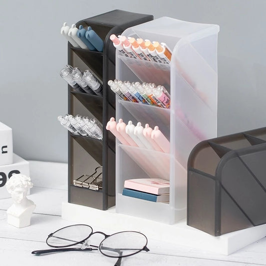 Transparent Matte Pen Holder Multifunctional Stationery Storage Box