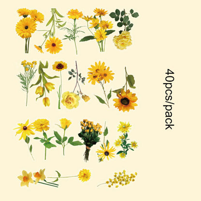 Romantic Flowers And Trees DIY Sticker Set Early Morning PET Stickers - 40pcs