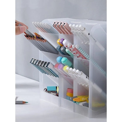 Transparent Matte Pen Holder Multifunctional Stationery Storage Box