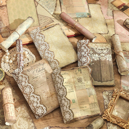 50 Pages Scrapbook Material Decorative Paper, Vintage Pattern Vintage Crafts