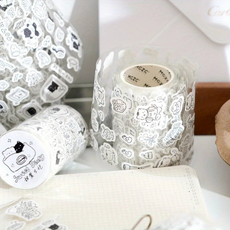 1 Roll Minimalist and Adorable Cat Decorative Tape