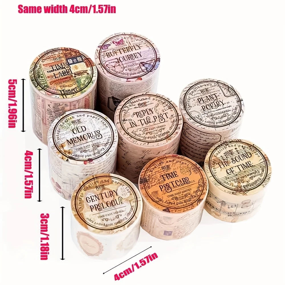 200cm Time Past Series Vintage Plant Flower Butterfly Label Washi Tape