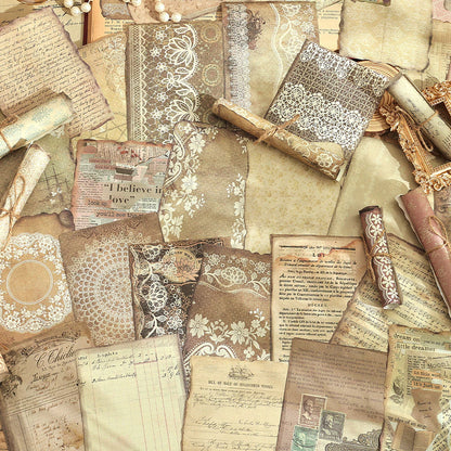 50 Pages Scrapbook Material Decorative Paper, Vintage Pattern Vintage Crafts