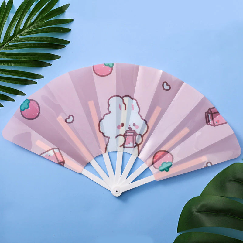 Foldable Plastic Handheld Fan, Large Size Plastic Fan