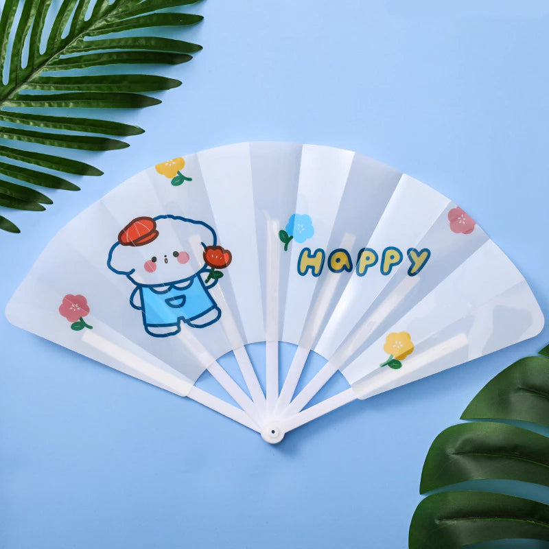 Foldable Plastic Handheld Fan, Large Size Plastic Fan