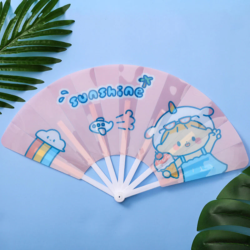 Foldable Plastic Handheld Fan, Large Size Plastic Fan