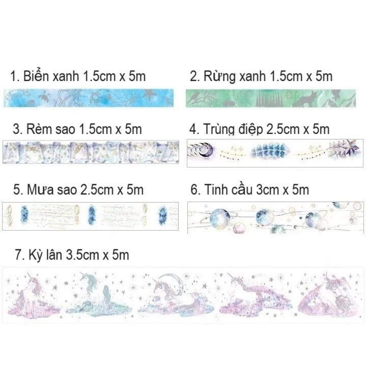Glitter Washi Tape Many Sizes