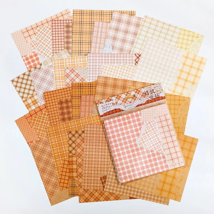 Set of 30 Vintage Background Paper Sheets size 15x15cm