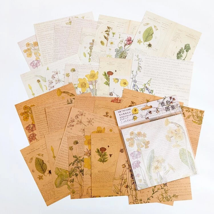 Set of 30 Vintage Background Paper Sheets size 15x15cm