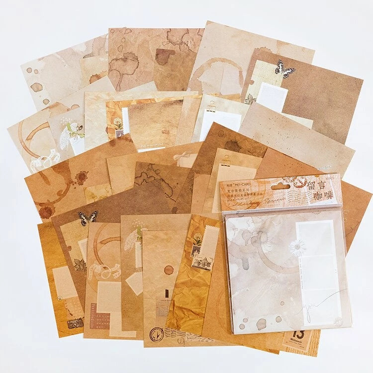 Set of 30 Vintage Background Paper Sheets size 15x15cm