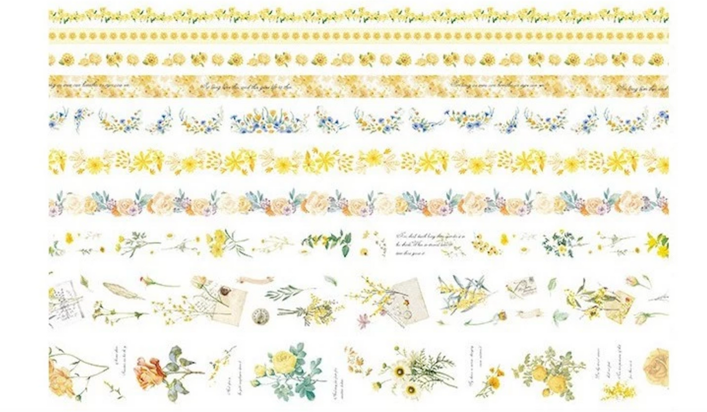 Set of Washi Tape with Colorful Flowers