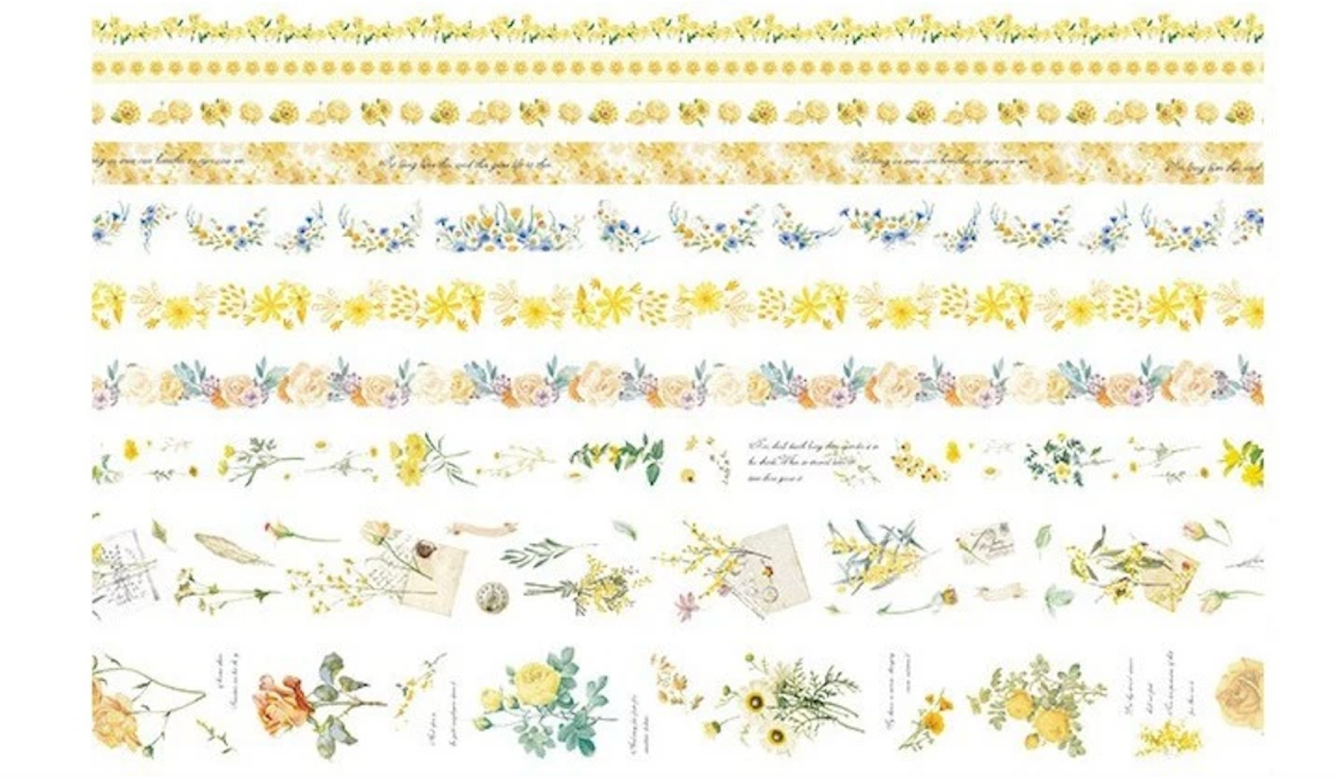 Set of Washi Tape with Colorful Flowers